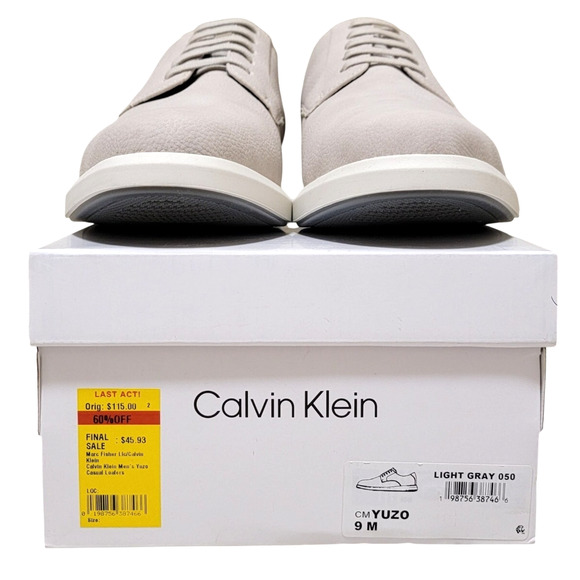 Calvin Klein Yuzo Faux Leather Casual Derby Oxfords Light Gray Men Size US 9M main image 5